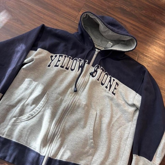 Vintage y2k surfer Yellowstone National Park zip up hoodie #Yellowstone - Picture 2 of 3